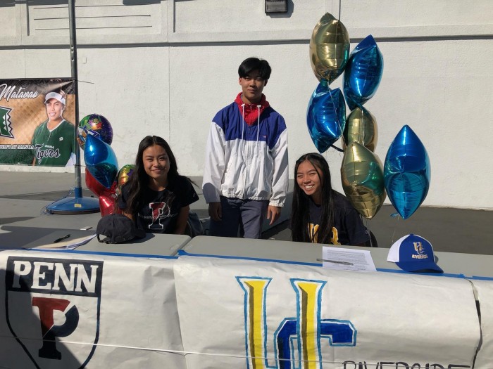Nicole Le, Abigail Wiranatha and Alrik Pan  all signed NLI to go to college on scholarship Nicole will be going to University of Riverside. Abigail will be headed back east to attend university of Pennsylvania and Alrik Pan will go to San Diego play for Un