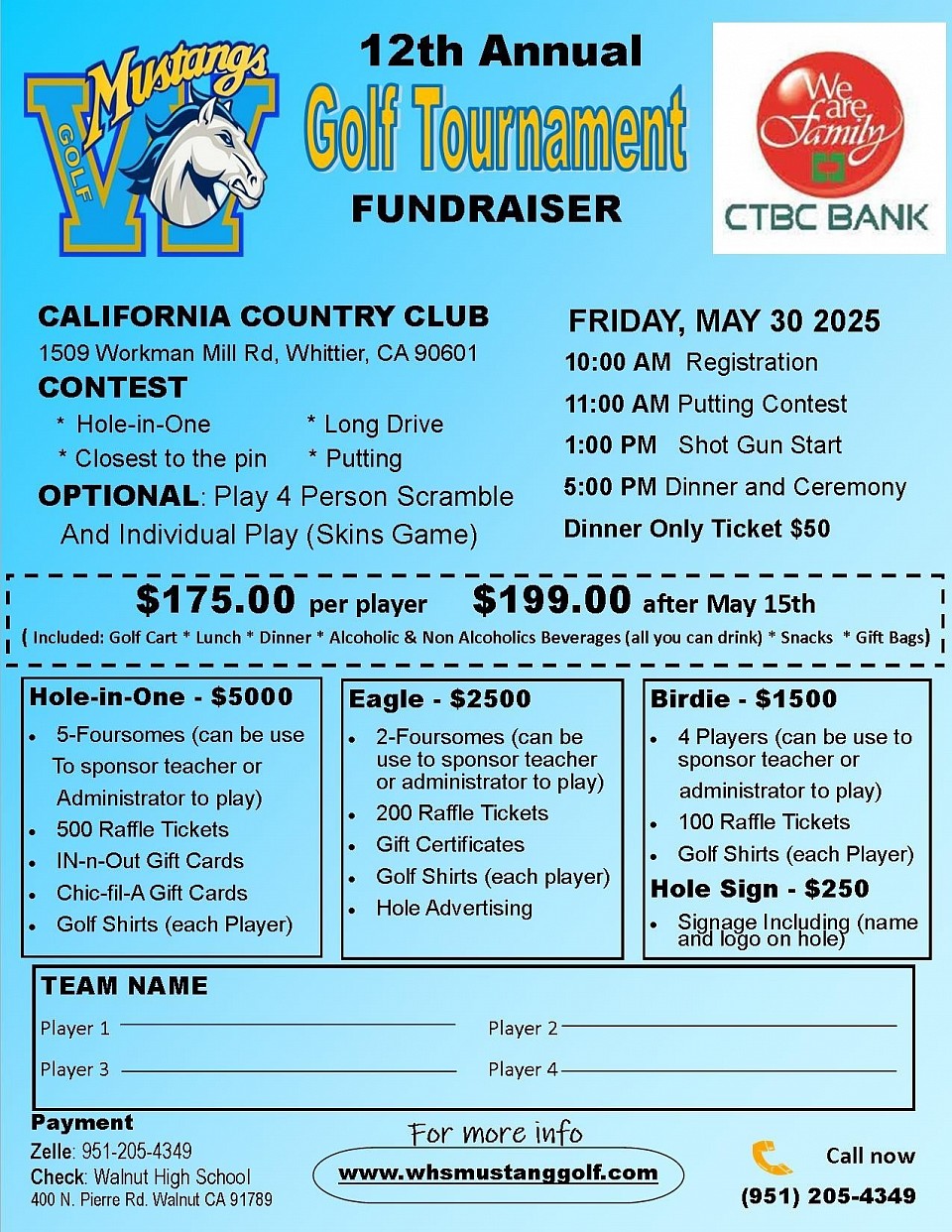 2025 WHS 12th Annual Golf Tournament Fundraiser