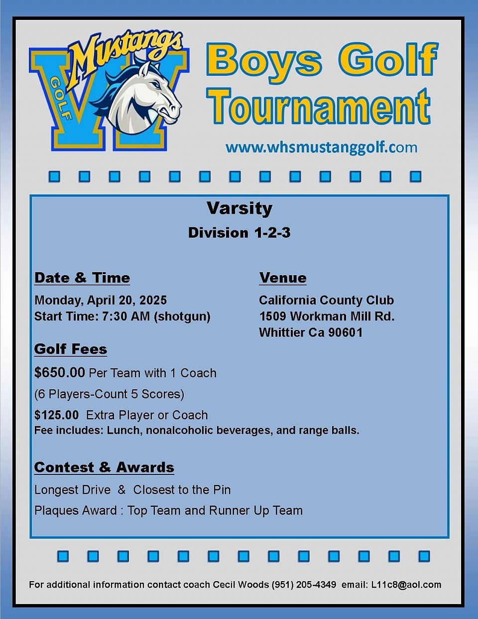 2025 Boy's Varsity Tournament 4-20